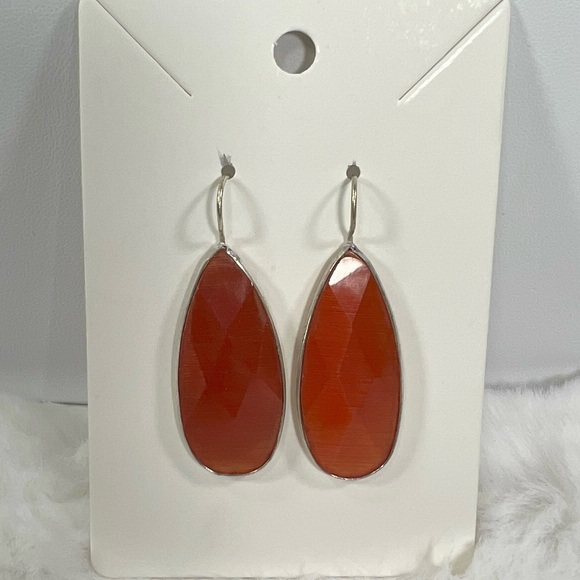 Cat Eye Orange 925 Earrings - Picture 1 of 3